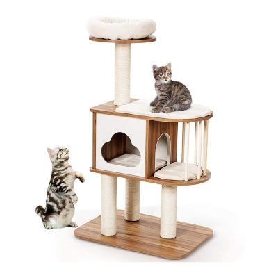 China New Arrival Cat Tree Sisal Castle Wood Housing Furniture Cat Tree Stocked Tower for sale