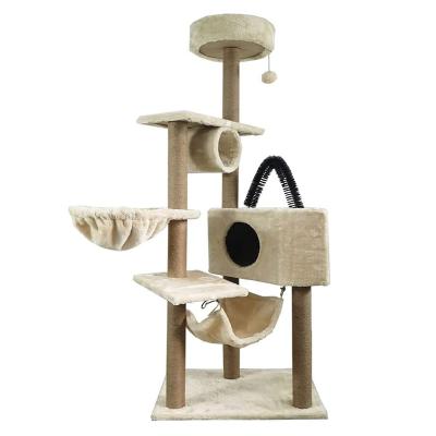 China Wholesale Multi Level Stocked Cat Tree House Sisal Rop Cat Tower Column Climbing Tree for sale