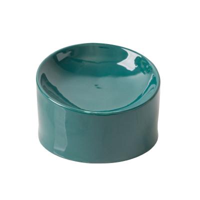 China Automatic ceramic high-footed cat bowl, anti-rollover open-type cat and dog food bowl to protect the cervical vertebra for sale