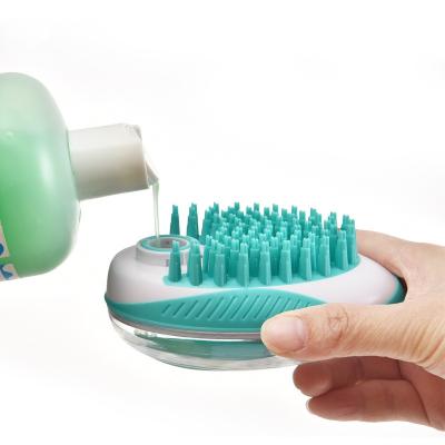 China Viable Pet Bath Massage Brush Silicone Dog Brush Pet Massage Shampoo Dispenser Cleaning Bath Brush for sale