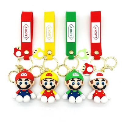 China 2021 New Mario Bounce Mushroom Doll 3D Cartoon Cute Anime Mario Bounce Rubber Key Chain Super Plastic Pendant Chain for sale