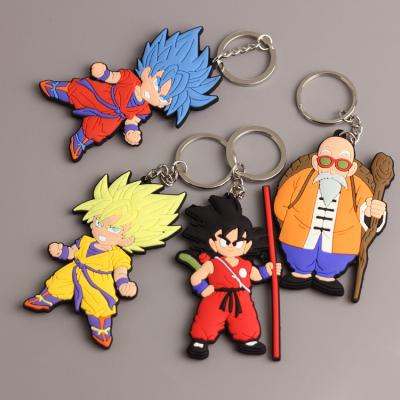 China New Cartoon Dragon Ball Kakarotto Sun WuKong Key Chain Car Key Bag Charm Deco Gift Soft Rubber Flat Bilateral Keychains Pendant for sale