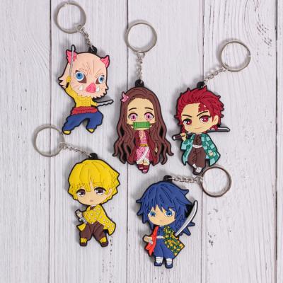 China Custom Anime Figure Demon Kimetsu Japan Kamado Nezuko 3d Cartoon Character PVC Rubber Cute Logo Wholesale Keychain No Yaiba Key Chain for sale