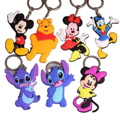 China Mickey Minnie Stitch Cartoon Bag Monster Rubber Keychain Rubber Key Chain Accessories Fashion Anime Toy Figures for sale