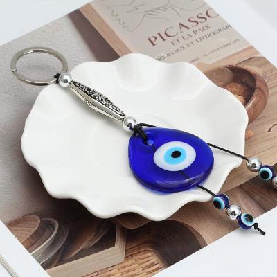 China Hot Sale Turkish Blue Evil Eye Nazar Amulet Glass Key Chain Charms Evil Eye Jewelry Pendant Decor Gifts Glass Key Chains Keyring for sale