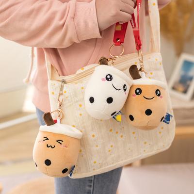 China Mini Boba Plush Toy Pearl milk tea coffee cup boba plush toy key chain plush lanyard pearl milk tea coffee cup boba plush toy key chain for sale