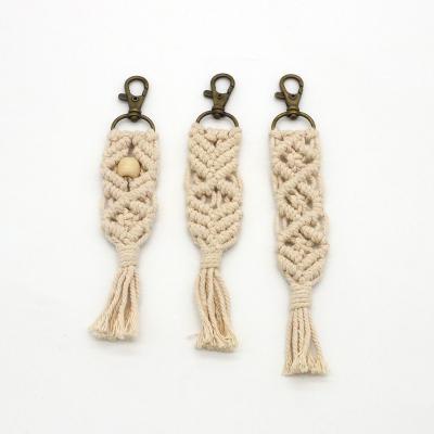 China Plush Macrame Keychains Tassels Boho Macrame Bracelet Key Chain Bag Charms Handcrafted Tassels Supplies Car Key Purse Phone Accessories for sale