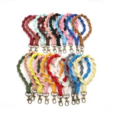 China 2022 Handmade Macrame Boho Macrame Tassel Rope Macrame Thread Bracelet Boho Key Chain Braided Colorful Bag Accessories Keychains for sale