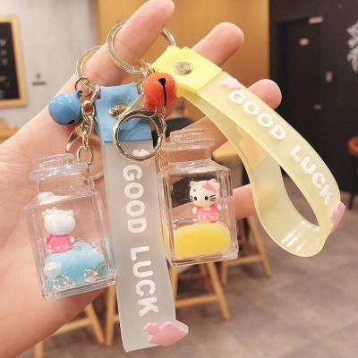 China Totoro Liquid Doll Cat Hello KT Promotion Gift Float Keychains Women Key Chains Women Bag KT Pendant Acrylic Liquid Cat Float Keychains for sale