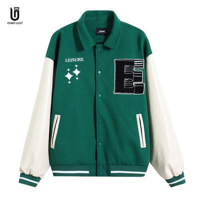 China New Design Viable Winter Fashion Men's Sports Tracksuit Splice Color Patch Embroidery Letterman Anorak Warm Up Jacket for sale