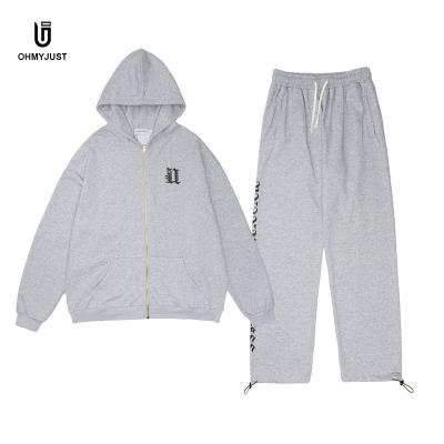 China QUICK DRY Customize High Quality Mens Cotton Long Sleeves Zipper Up Pullover Hoodie Sweatshirt And Pants Tracksuit for sale