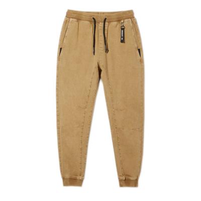 China Anti-wrinkle stretching skinny men's slim polyester track pants raw washed twill crack! crack! Cotton Bum Trackie Retro Pants for sale