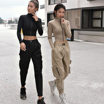 China Anti-wrinkle Multi-pocket Popular Loose Women's Pants Overall Streetwear Sports Cargo Pants for sale