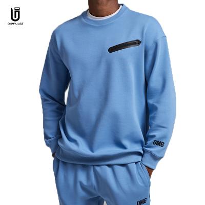 China Factory Made Breathable High Quality Track Pants Hoodies Front Pocket Crew Neck Top 2 Pieces Blank Sports Tracksuit for sale