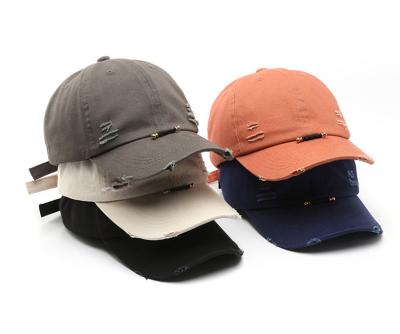 China COMMON High Quality Custom Embroidery Hole Washed Adjustable 6 Panel Sports Hats Mens Baseball Cap for sale