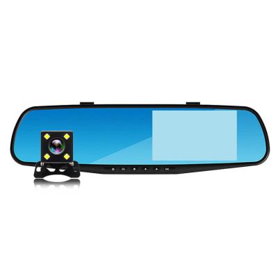 China Cycle Recording 4.3 Inch Dual Lens Full HD 1080P Rear View Car Camera Mirror DVR for sale