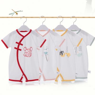 China Cotton Polyester Wholesale Newborn Baby Clothes Short Sleeves Baby Cotton Romper Set for sale