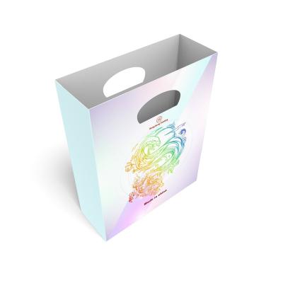 China Recyclable High Quality Recyclable Handbag Retail Holographic Eco Friendly Paper Shopping Bags Length for sale