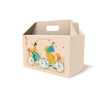 China Recyclable Corrugated Paper Cardboard Fresh Fruit Packaging Box With Die Cut Handle for sale