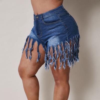 China Large Size Tassel (Women's 0.4) P5014 Breathable Slimming Denim Shorts Womens Casual Straight Pants (L-4XL) Plus Size Pants for sale