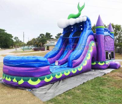 China Outdoor entertainment juegos inflables purple acuaticos bouncing castles bounce house combo jumping inflatable water slide for sale