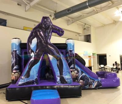 China Outdoor Entertainment Superhero Theme Kids Slide Inflatable Combo Bouncer With Pool Bounce House With Slide for sale