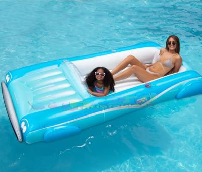 China Entertainment commercial grade bule car juegos inflables del agua outdoor floating playground blow up water islands water lounge inflatable raft for sale