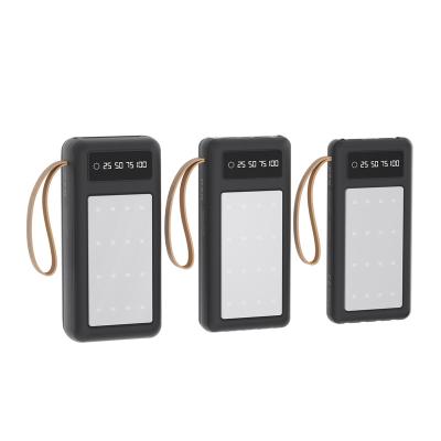 China Hot Selling Integrated Micro/IP/Type-C/USB Cable Input PZX New Three Ways Fully Cable 20000mah 30000mAh 50000mAh Power Bank With LED Panel Lights for sale