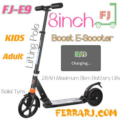 China FERRARJ.COM FJ-E9 8INCH solid tire CHEAPEST adult kids electric scooter for sale