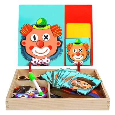 China Newest Educational Wooden Magnetic Toy Drawing Board Kids Magnetic Cartoon Toy Puzzle for sale