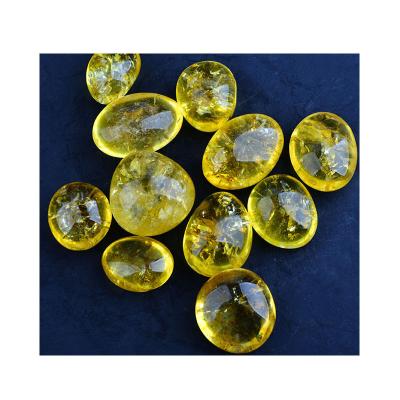 China Hot Selling Citrine Stone Topaz Cabochon Gravel Crystal Pebble From Africa Crack Palm For Decoration for sale