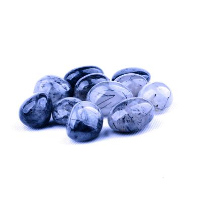 China Others Black Rutilated Quartz Oval Shape Polished Loose Gemstone Jewelry Making Wholesale Price for sale