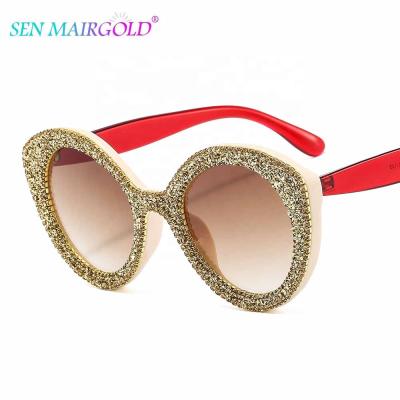 China New Arrival Cat Eye Bling Rhinestone Women Anti UV400 Men Shade Sunglasses Retro PC Material UV400 Eyewear for sale