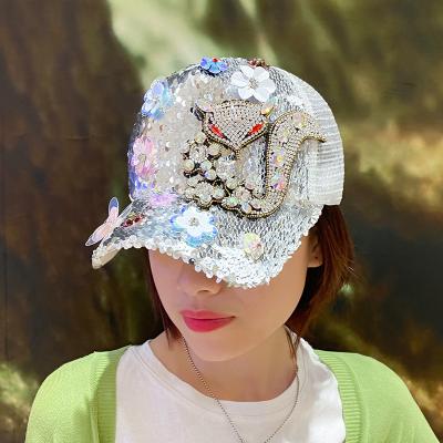 China 2021 JOINT new arrivals of luxury ladies' hat summer fashion fresh rhinestone fashion glitter for women for sale