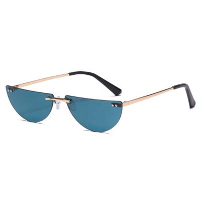 China Anti UV400 Half Around Rimless Sunglasses Women Alloy Frame Luxury Fashionable Eyewear for sale