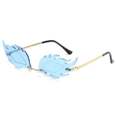 China Rimless Colorful Anti Feathers UV400 Women Party Sunglasses Fashionable Luxury UV400 Club Eyewear for sale