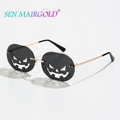 China Round Anti UV400 Halloween Party Hollow Out Fashionable Pumpkin Women Men Sunglasses Gafas de sol mujer UV400 for sale