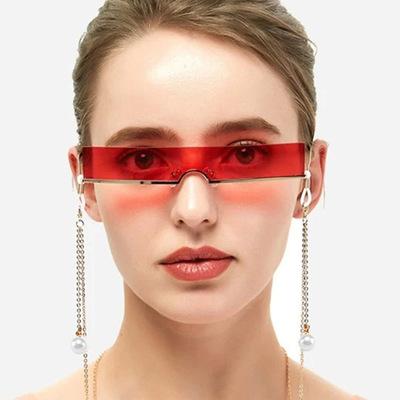 China Futuristic Gafas de sol Mujer De Sol Simple Design Party Style Anti UV400 Rectangle Tiny Narrow Rimless Luxury Women Sunglasses for sale