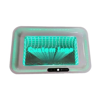 China BEYOU PP Light Up Mirror Roll Tray In Stock Smoking Plastic Roll Trays Led Roll Tray for sale