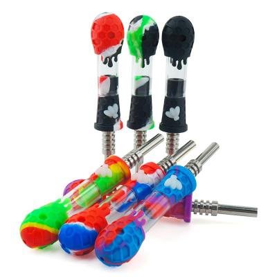 China BEYOU Custom Unsullied Smoking Pipes Logo Silicone Nector Collector Kit Honey Flower Pipe Titanium Smoke for sale