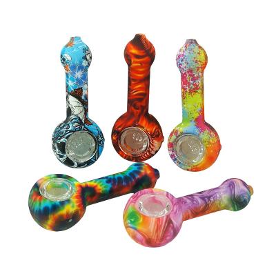 China BEYOU Hand Tobacco Spoon Hookah Mini Decal Glass Bowl Water Unstained Custom Cheap Silicone Pipes Smoking for sale