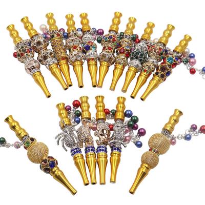 China Mix Design 115mm Jewelry Hookah Accessories Metal Shisha Mouthpiece Filter Tips Hookah Mouth Tips for sale