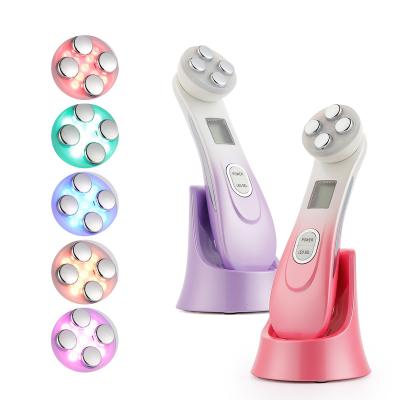 China Skin Tightening 5 in 1 RF EMS Face Lifting Tighten LED Photon Light Therapy Beauty Device Anti Aging Eye Facial Skin Care Tools for sale