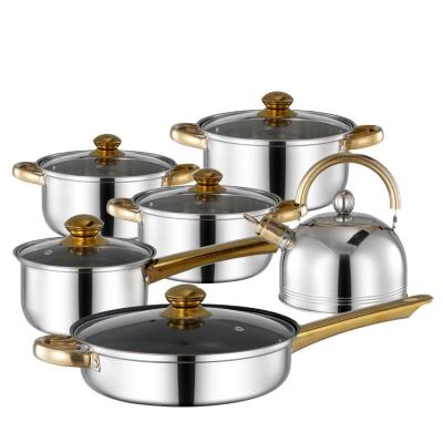 China OEM/ODM workable 12pcs 16cm 18cm 20 22 24cm pots and pans set stainless steel nonstick set soup and stock pots non stick cookware sets for sale