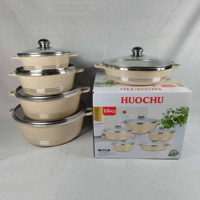 China OEM/ODM workable 10pcs 20cm 24cm 28cm 32 pots white and aluminum non stick pot pans non stick granite soup and stock pots cookware sets for sale