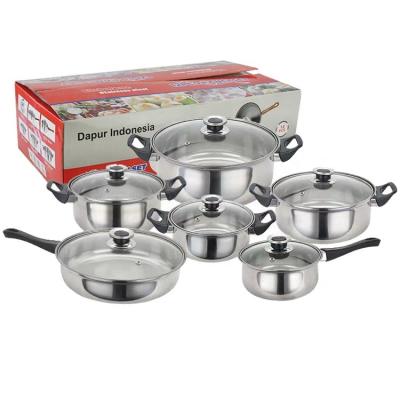 China OEM viable 12pcs 16cm 18cm 20 22 24cm pots and pans set stainless steel nonstick set soup and stock pots non stick cookware sets for sale