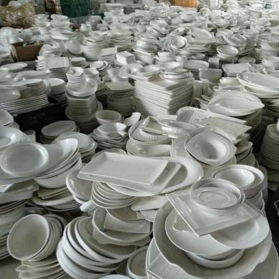 China Viable China Factory Stocked Factory Price Customized Plates Ceramic Porcelain Restaurant Dish White Porcelain Dinner Sale Per Ton for sale