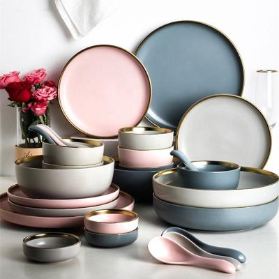 China Simple Kitchenware Stocked Matte Ceramic Bowls Dishes Tableware from Matt European Style Phnom Penh for sale