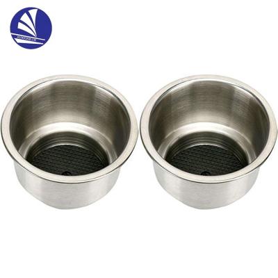 China S.S.304 Stainless Steel Simple Glass Holder And Box Drop-In Cup Drinks Holder With Drain Marine Boat Rv Camper for sale