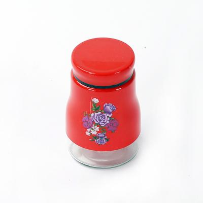 China Bright Red Freshness Preservation 200ml Glass Jar Jar With Printing Glass Food Jars for sale